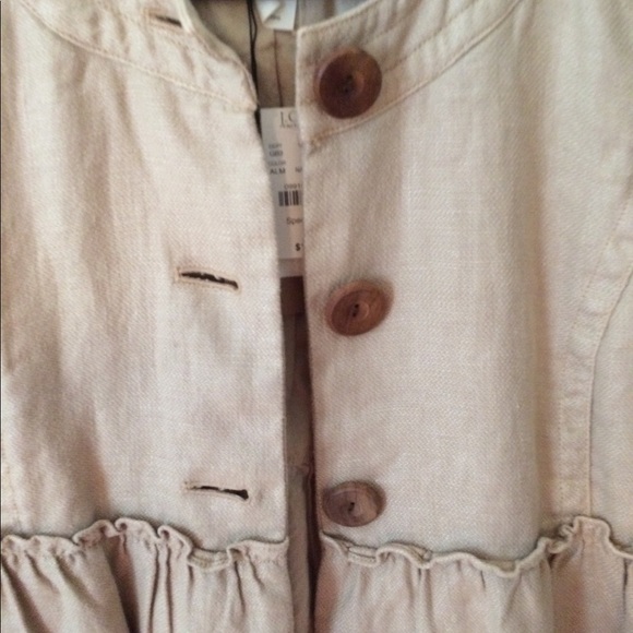 J. CREW Linen Cotton Ruffled Peplum Tan Jacket 0 - Picture 3 of 6